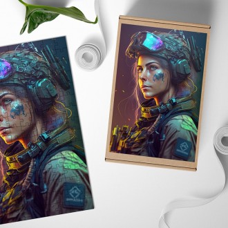 Drevené puzzle Žena vojak