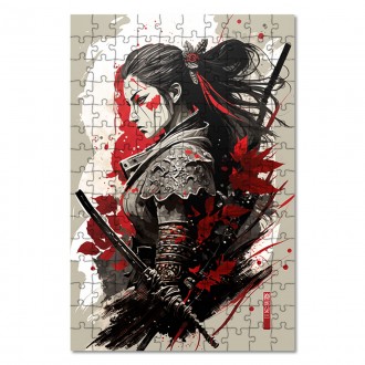 Drevené puzzle Žena samuraj 5