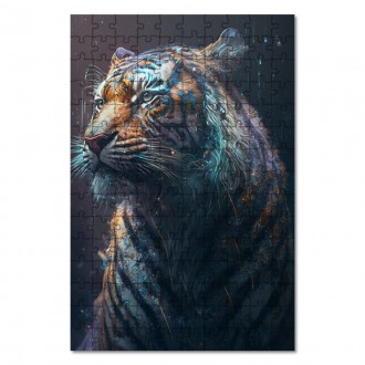 Drevené puzzle Tiger v daždi