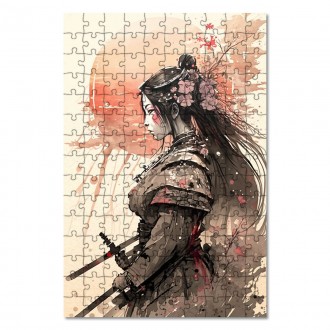 Drevené puzzle Žena samuraj 2