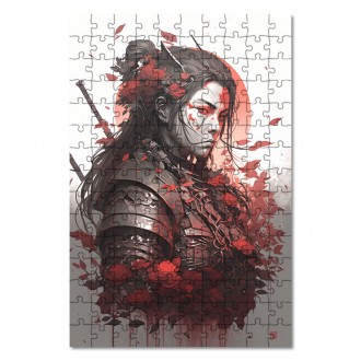 Drevené puzzle Žena samuraj 3