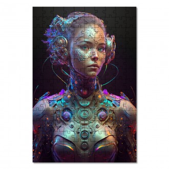 Drevené puzzle Žena kyborg 2