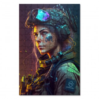 Drevené puzzle Žena vojak