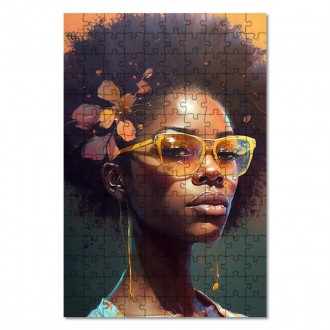Drevené puzzle Módny portrét - slnečné okuliare 2