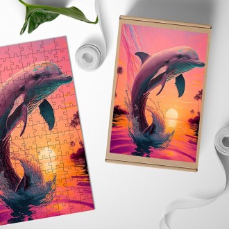 Drevené puzzle Tancujúci delfín