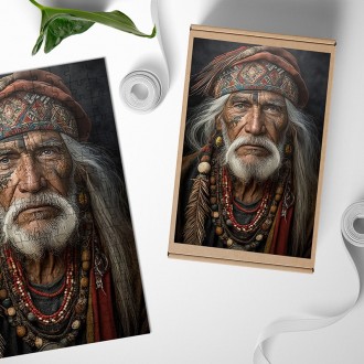 Drevené puzzle Starý indián