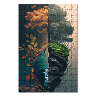 Drevené puzzle Dve tváre prírody