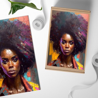 Drevené puzzle Moderné umenie - Afro americká žena 2
