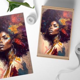 Drevené puzzle Moderné umenie - Afro americká žena