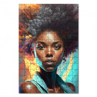 Drevené puzzle Módny portrét - Afro