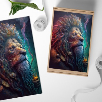 Drevené puzzle Rastafariánsky lev
