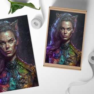 Drevené puzzle Mačacia žena