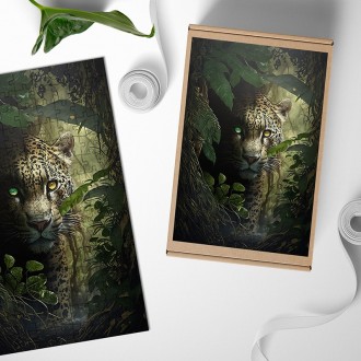 Drevené puzzle Jaguár v džungli