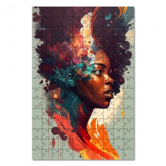 Drevené puzzle Moderné umenie - Ženská tvár vo farbe