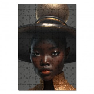 Drevené puzzle Modelka v klobúku 4