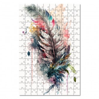 Drevené puzzle Koláž kvetov a peria 6