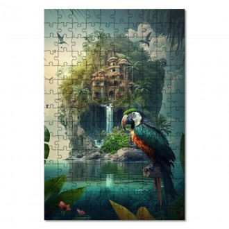 Drevené puzzle Dom v raji