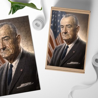 Drevené puzzle Prezident USA Lyndon B. Johnson