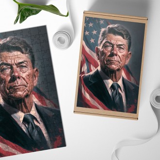 Drevené puzzle Prezident USA Ronald Regan