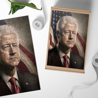Drevené puzzle Prezident USA Bill Clinton