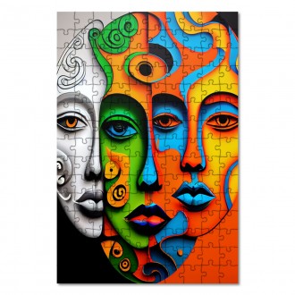 Drevené puzzle Moderné umenie - tri tváre