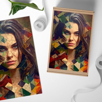 Drevené puzzle Tvár ženy v mozaike