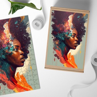Drevené puzzle Moderné umenie - Ženská tvár vo farbe
