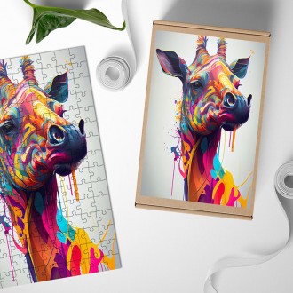 Drevené puzzle Žirafa vo farbách