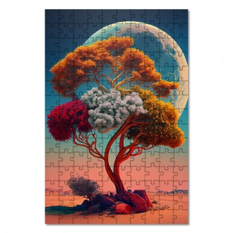 Drevené puzzle Strom na púšti