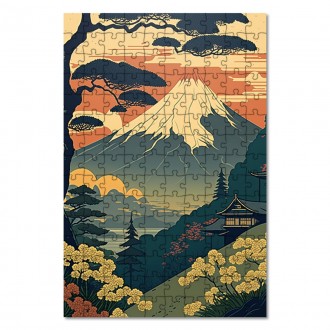 Drevené puzzle Chrám pred Fuji