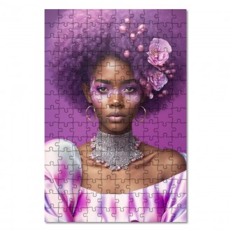 Drevené puzzle Fialové afro 1