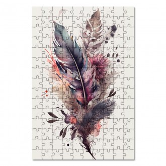 Drevené puzzle Koláž kvetov a peria 5