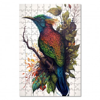 Drevené puzzle Farebný vták na vetve