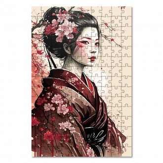 Drevené puzzle Japonská žena 2