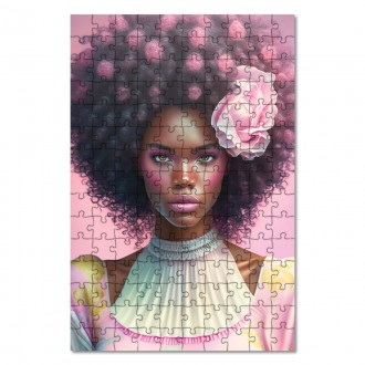 Drevené puzzle Ružové afro