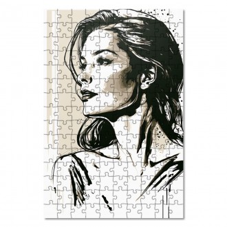 Drevené puzzle Maľba ceruzkou - žena