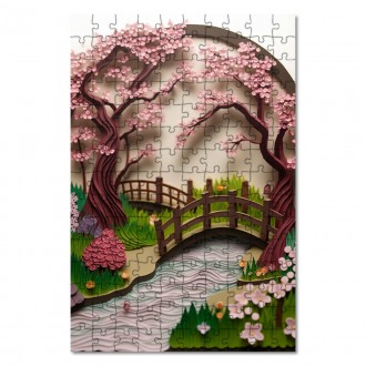 Drevené puzzle Papierová krajina - záhrada