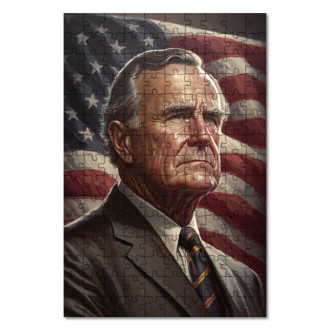 Drevené puzzle Prezident USA George H. W. Bush
