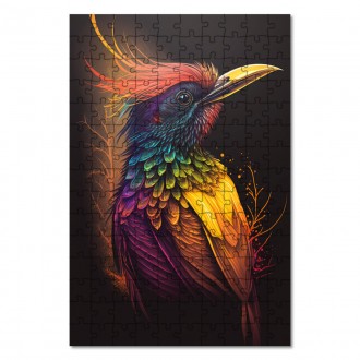 Drevené puzzle Farebný vták