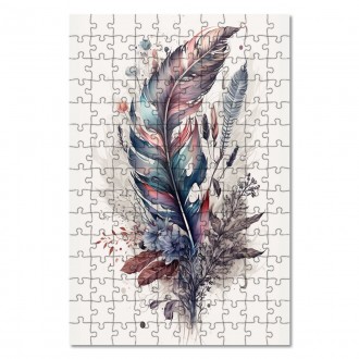 Drevené puzzle Koláž kvetov a peria 7