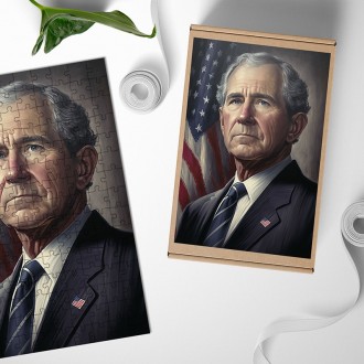 Drevené puzzle Prezident USA George W. Bush