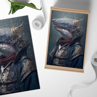 Drevené puzzle Bojovník dravá ryba