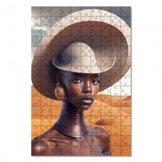 Drevené puzzle Modelka v klobúku 1