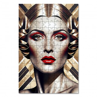 Drevené puzzle Retro plagát - žena 1