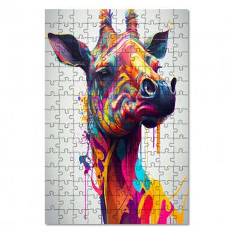 Drevené puzzle Žirafa vo farbách