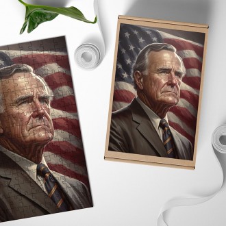 Drevené puzzle Prezident USA George H. W. Bush
