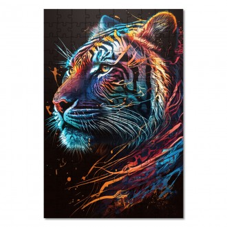 Drevené puzzle Tiger vo farbách