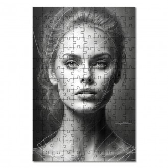 Drevené puzzle Čiernobiely portrét