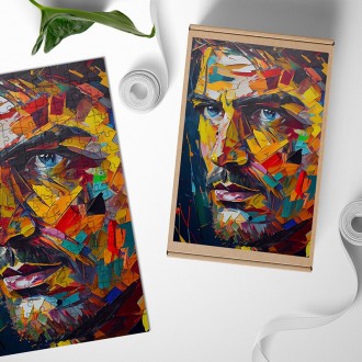 Drevené puzzle Moderné umenie - farebná tvár muža