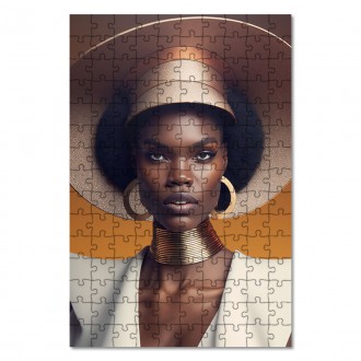 Drevené puzzle Modelka v klobúku